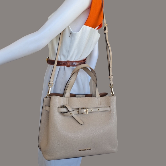 Michael Kors Emilia Cream Leather Tote Bag - Picture 1 of 16